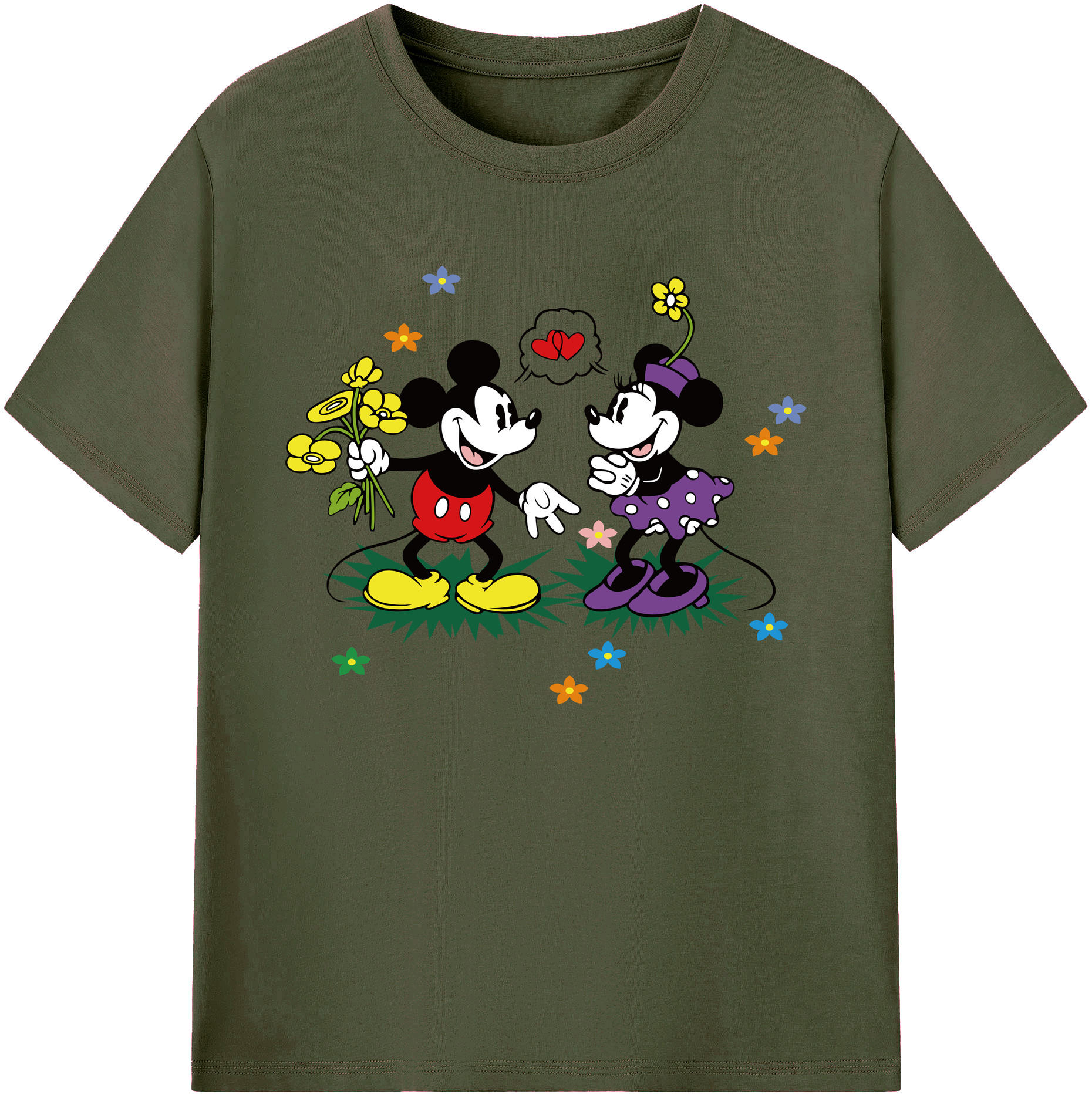 ミッキーマウス Mickey Mouse 綿100％ メンズ半袖Tシャツ｜肌触りやわらか＆通気性